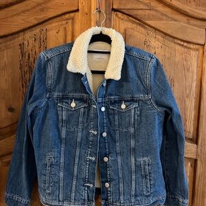 Old Navy Blue Denim Jacket with Cream Sherpa Lining
